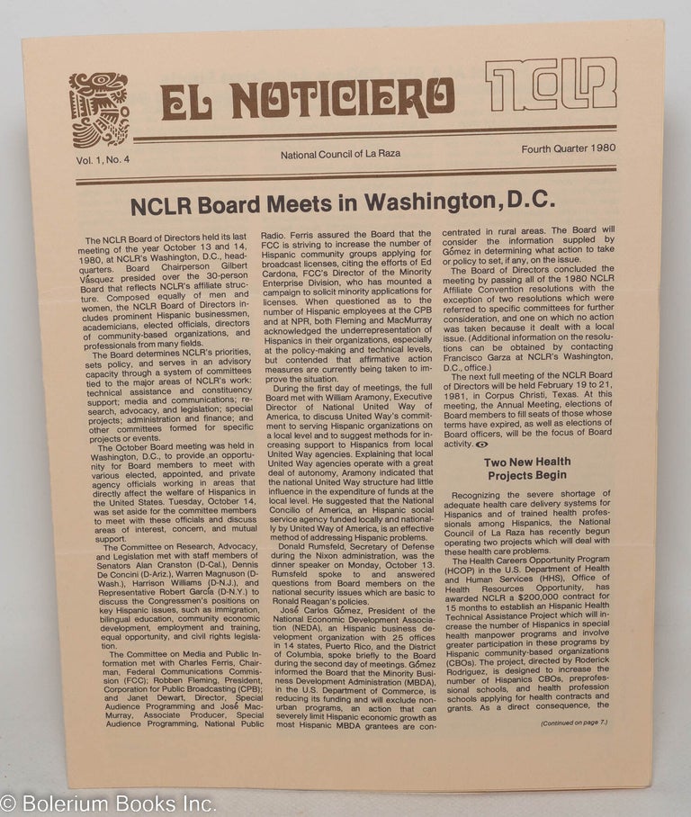 Cat.No: 298317 El noticiero: Vol. 1, No. 4, Fourth Quarter 1980