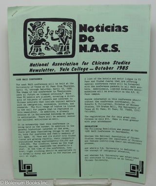 Cat.No: 298394 Noticias de N.A.C.S: National Association for Chicano Studies Newsletter,...