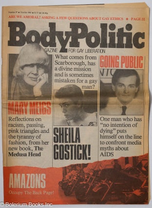 Cat.No: 299172 The Body Politic: a magazine for gay liberation; #97, Oct., 1983: Mary...
