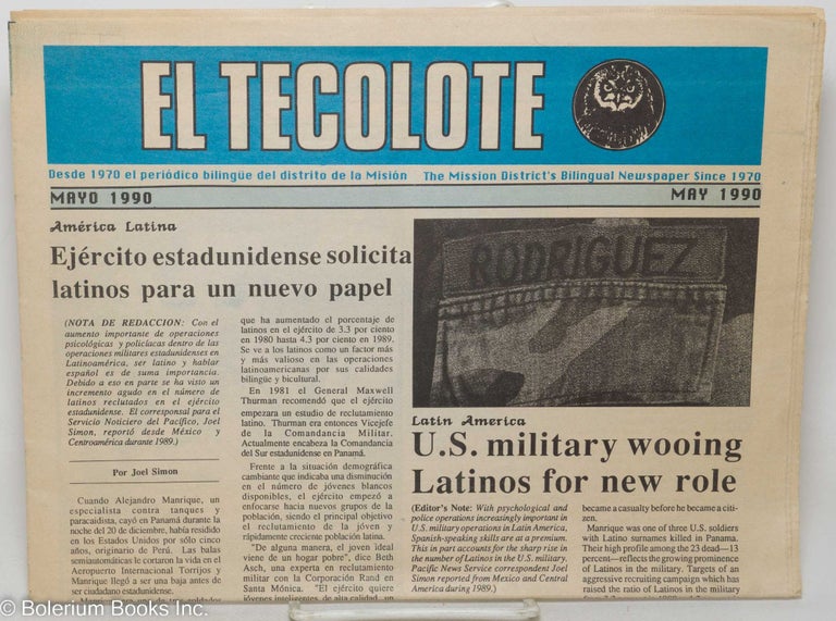 Cat.No: 299200 El tecolote: Desde 1970 el periódico bilingüe del distrito de la MIsión; Mayo 1990