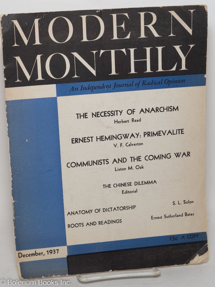 Cat.No: 299206 Modern monthly; an independent journal of radical opinion, vol. X, no. 9 (December 1937). V. F. Calverton, ed.