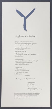 Cat.No: 299275 Ripples On the Surface [broadside]. Gary Snyder