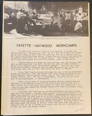 Cat.No: 299427 Fayette-Haywood Workcamps [brochure with cover letter and related leaflet
