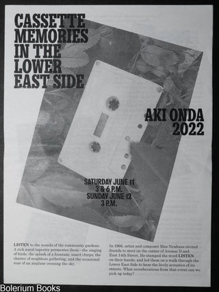 Cat.No: 299897 Cassette memories in the Lower East Side. Aki Onda