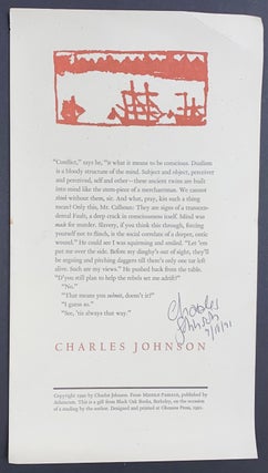 Cat.No: 299932 [Broadside with excerpted passage from The Middle Passage, signed]....