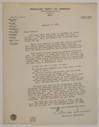 Cat.No: 300312 [Mimeographed form letter by Clarence Senior, Executive Secretary dated...