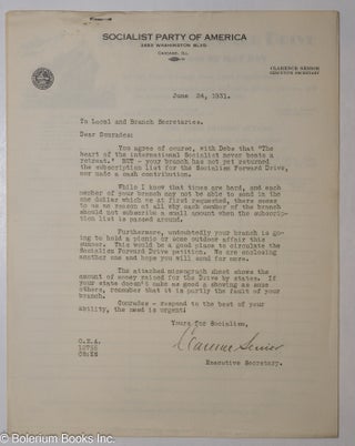 Cat.No: 300514 To Local and Branch Secretaries... June 24, 1934. Clarence for the...