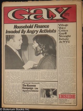 Cat.No: 300572 Gay: vol. 2, #47, March 29, 1971: Household Finance Invaded by Angry...