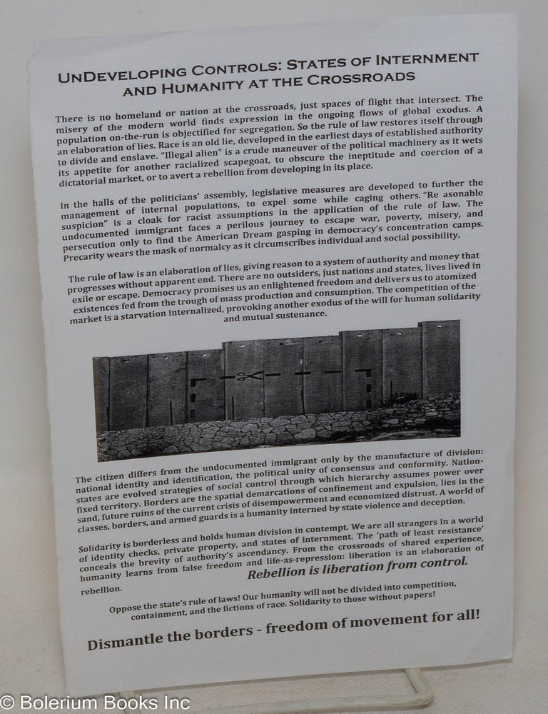 Cat.No: 300640 Undeveloping controls: states of internment and humanity at the crossroads