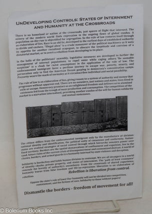 Cat.No: 300640 Undeveloping controls: states of internment and humanity at the crossroads