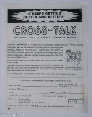 Cat.No: 300809 Cross-Talk: the gender community's news & information monthly...