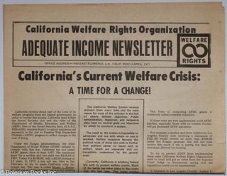 Cat.No: 300869 Adequate income newsletter, April, 1971. California Welfare Rights...
