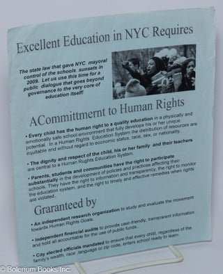 Cat.No: 300959 Excellent Education in NYC Requires a Commitment to Human Rights