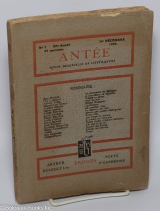 Cat.No: 301040 Antée: revue mensuelle de littérature; vol. 2, #7, 1 Décembre 1906....