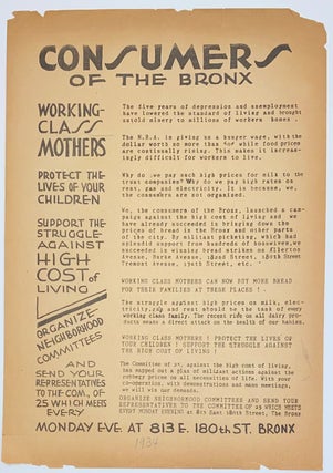 Cat.No: 301267 Consumers of the Bronx, Working class mothers, protect the lives of your...