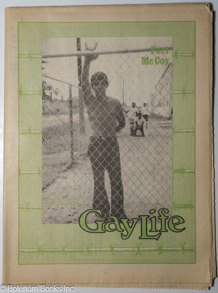 Cat.No: 301288 GayLife: the Midwest gay newsleader; vol. 6, #8, Friday, August 8, 1980: Homosexuals por favor! Michael Bergeron, Mark Zubro Stephen Kulieke, Sarah Craig.