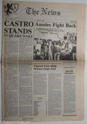 Cat.No: 301676 The News: vol. 4, #16, Oct. 27, 1989: Castro Stands in Quake Wake. Aslan...