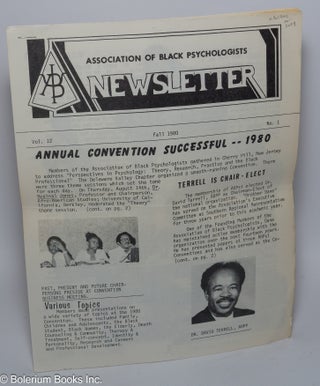 Cat.No: 301795 Association of Black Psychologists Newsletter. Volume 12, Number 1, Fall 1980