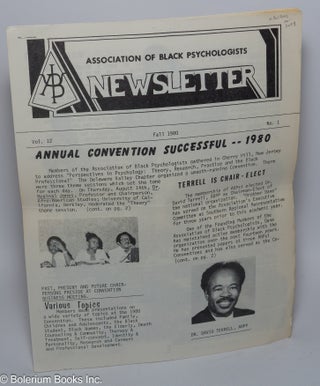 Cat.No: 301795 Association of Black Psychologists Newsletter. Volume 12, Number 1, Fall 1980