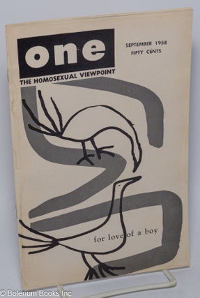 Cat.No: 301944 ONE Magazine; the homosexual viewpoint; vol. 6, #9, September 1958...