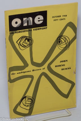 Cat.No: 301945 ONE Magazine; the homosexual viewpoint; vol. 6, #10, October 1958; The...