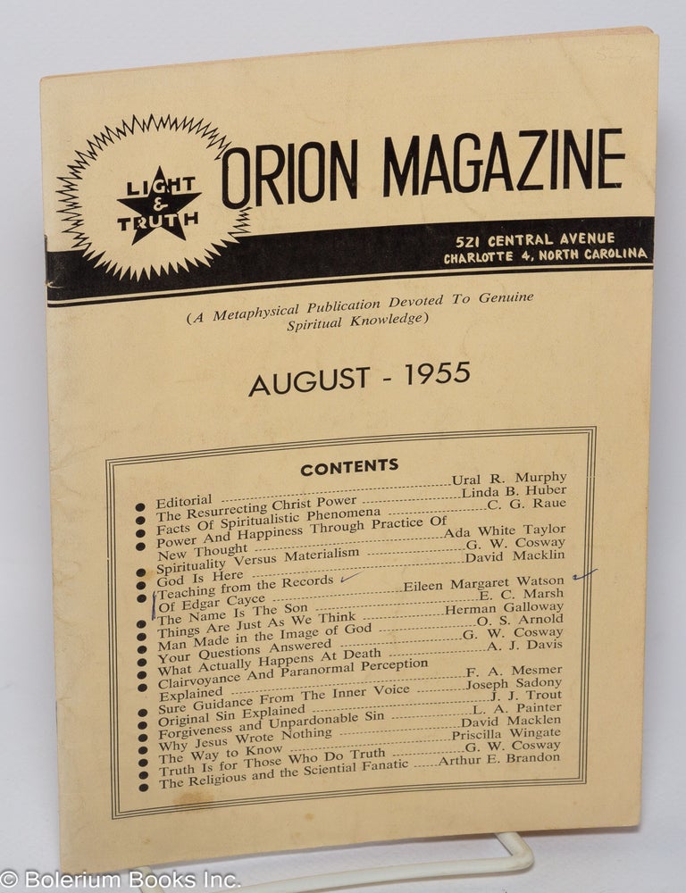 Cat.No: 302208 Orion magazine (August 1955). Ural R. Muprhy, ed.