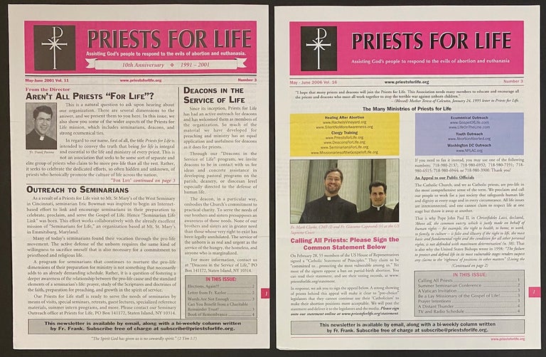 Cat.No: 302217 Priests for Life: Assisting God's people to respond to the evils of abortion and euthanasia [two issues of the newsletter]