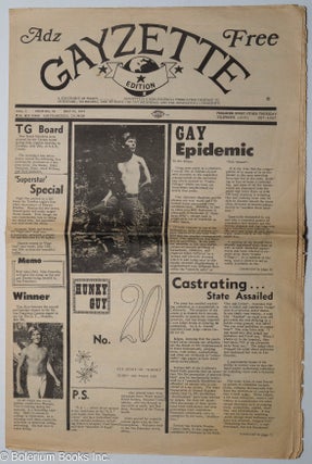 Cat.No: 302441 Adz Gayzette: San Francisco edition; vol. 1, #34, July 15, 1971; Gay...