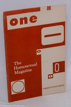 Cat.No: 302693 ONE: the homosexual magazine; vol. 3, #9, September 1955. Ann Carll Reid,...