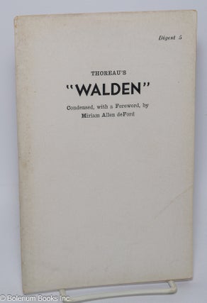 Cat.No: 302894 Thoreau's "Walden" Henry David Thoreau, condensed, Miriam Allen deFord