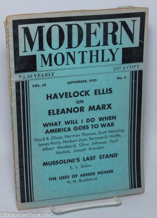 Cat.No: 302904 The Modern Monthly, vol. IX, no. 5 (September 1935). V. F. Calverton, ed