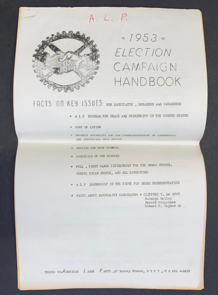 Cat.No: 302990 1953 Election Campaign Handbook
