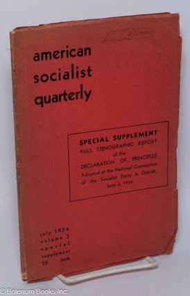 Cat.No: 303044 American Socialist quarterly. Special supplement, full stenographic...