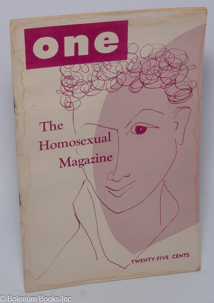 Cat.No: 303076 ONE; the homosexual magazine vol. 4, #3, March 1956. Ann Carll Reid, Donald Webster Cory, Lyn Pedersen, Dal McIntire, Eve Elloree aka Joan Corbin.