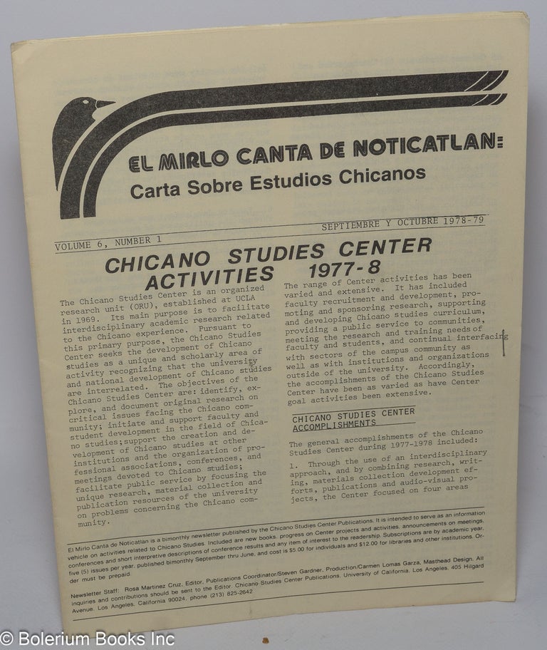 Cat.No: 303466 El Mirlo Canta de Noticatlan: carta sobre estudios Chicanos; vol
