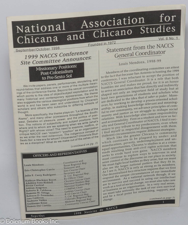 Cat.No: 303641 Noticias de NACCS: Vol. 6, No. 1, September / October 1998
