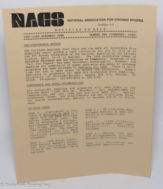 Cat.No: 303757 Noticias de NACS: No. 1, February 1988. Devon G. Peña