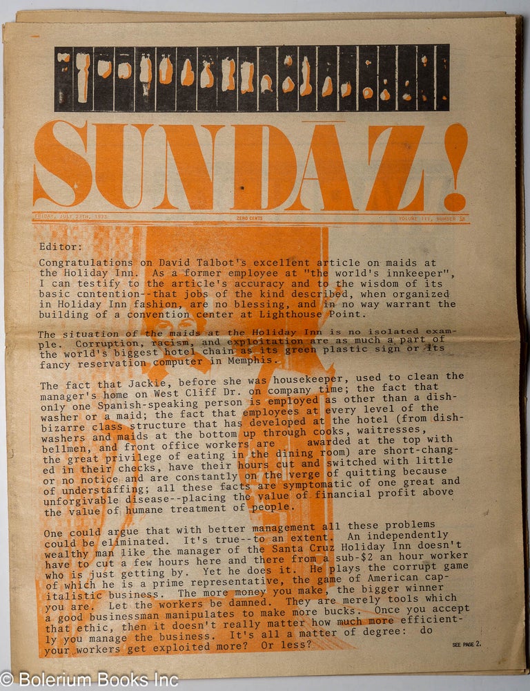 Sundaz! vol. 3, no. 38; Friday, July 25th, 1973
