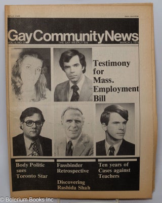 Cat.No: 304165 GCN: Gay Community News; the gay weekly; vol. 6, #31, March 3, 1979:...