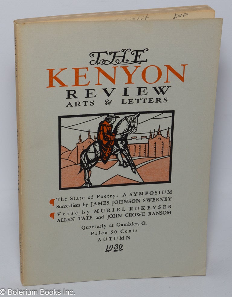 Christopher Rutter Kenyon The Kenyon Review: arts & letters; vol. 1, #4, Autumn 1939: The State ...