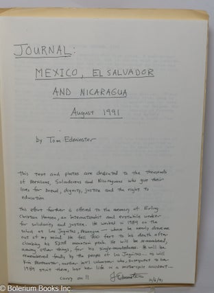 Cat.No: 304291 Journal: Mexico, El Salvador and Nicaragua August 1991. Tom Edminster