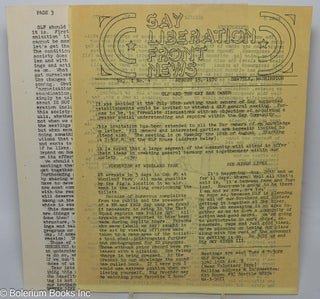 Cat.No: 304318 Seattle Gay Liberation Front News: vol. 1, #4, August 15, 1970: GLF & the...