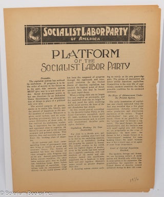 Cat.No: 304443 Platform of the Socialist Labor Party