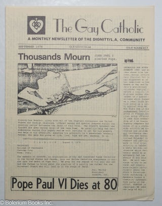Cat.No: 304574 Gay Catholic: newsletter of Dignity/L.A.; vol. 9, #9, Sept. 1978: Pope...