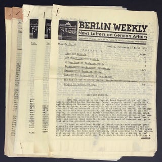 Cat.No: 304876 Berlin Weekly: News letters on German affairs [95 issues