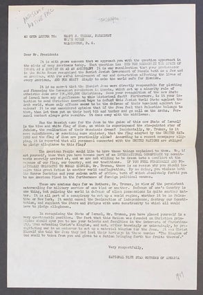 Cat.No: 305014 An open letter to Harry S Truman, President [handbill