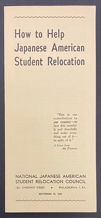 Cat.No: 3051 How to help Japanese American student relocation