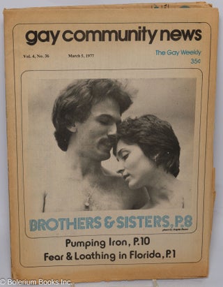 Cat.No: 305185 GCN - Gay Community News: the gay weekly; vol. 4, #36, Mar. 5, 1977:...