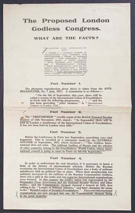 Cat.No: 305223 The proposed London Godless Congress. What are the facts? [handbill