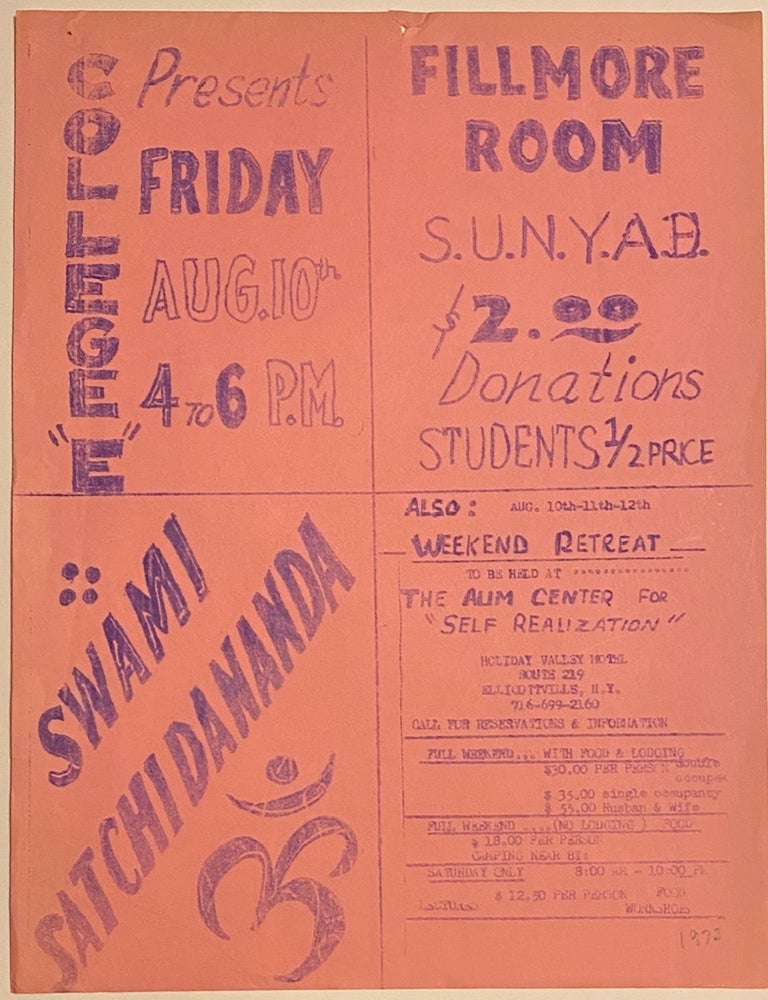 Cat.No: 305254 College "E" presents... Swami Satchidananda [handbill]